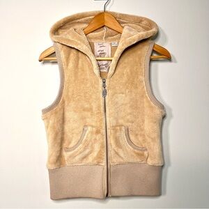 BB Dakota Teddy Fleece Hoodie Tan Full Zip Women’s Vest Size Large